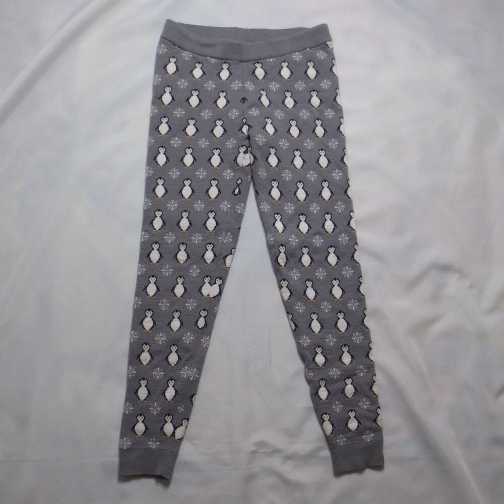 4/$14 SWEATER PROJECT womens LEGGINGS gray PENGUIN pants WHITE snowflake SIZE M